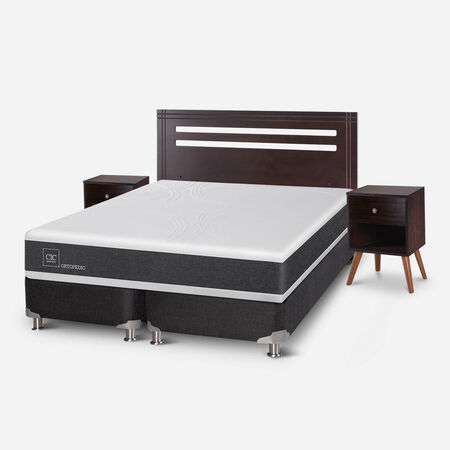 Box Spring 2 Plazas Ortopedic Base Dividida 5 Zonas + Set M&uacute;nich Chocolate