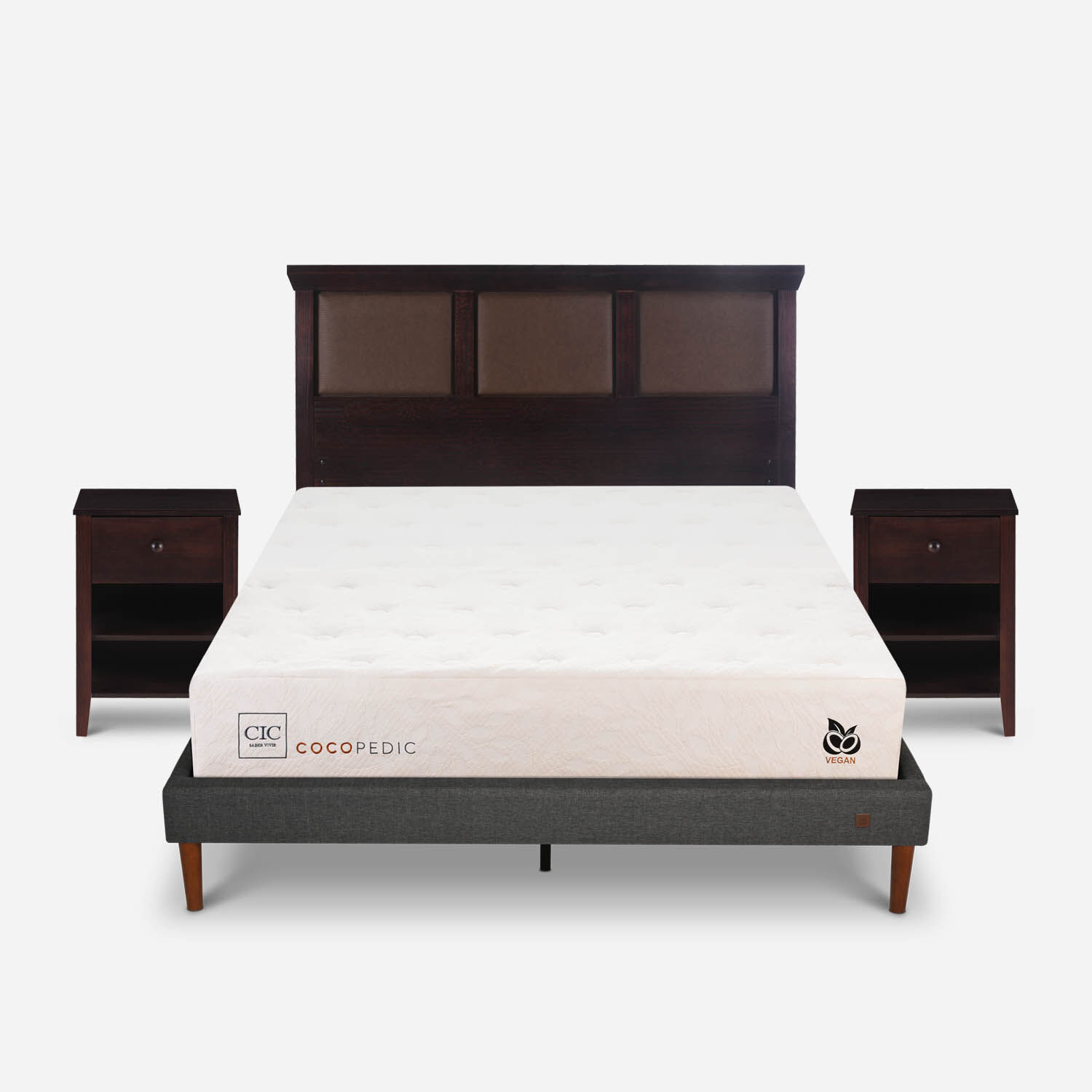 Cama Europea Curve 2 Plazas Cocopedic + Set Torino Chocolate