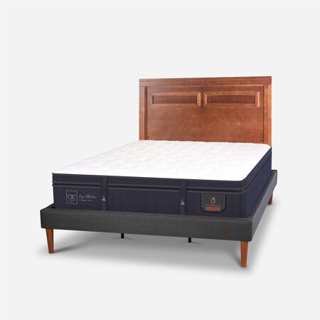 Cama Europea Curve King Super Premium + Respaldo Mil&aacute;n Caramel