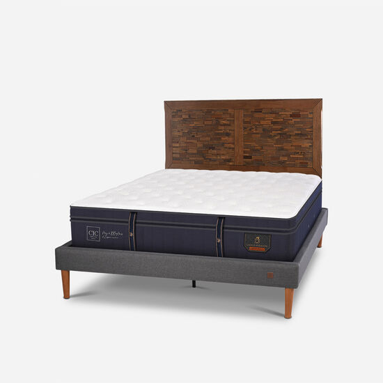 Cama Europea Curve 2 Plazas Grand Premium + Respaldo Antique