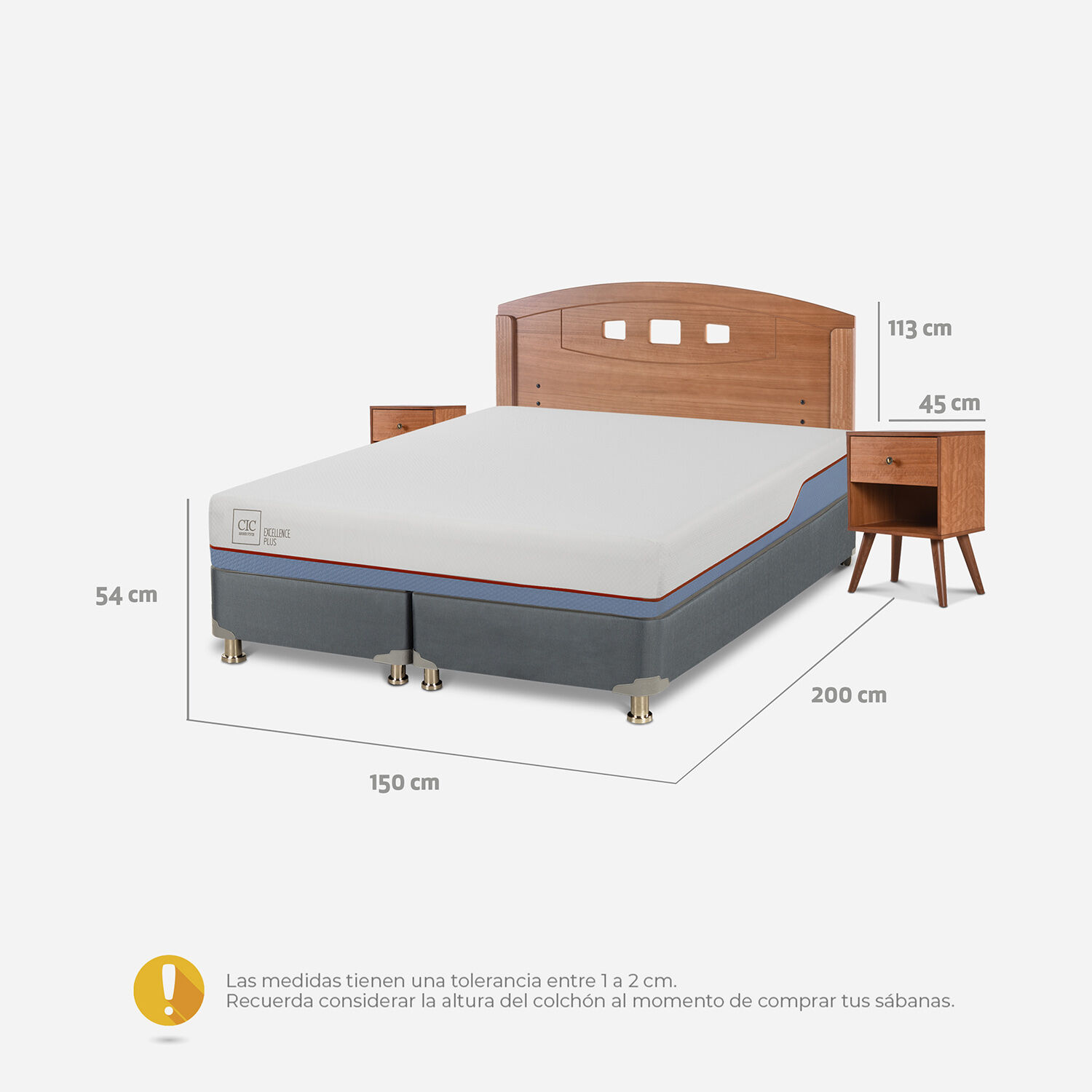 Cama Americana 2 Plazas Base Dividida Excellence Plus + Set Gales Caramel