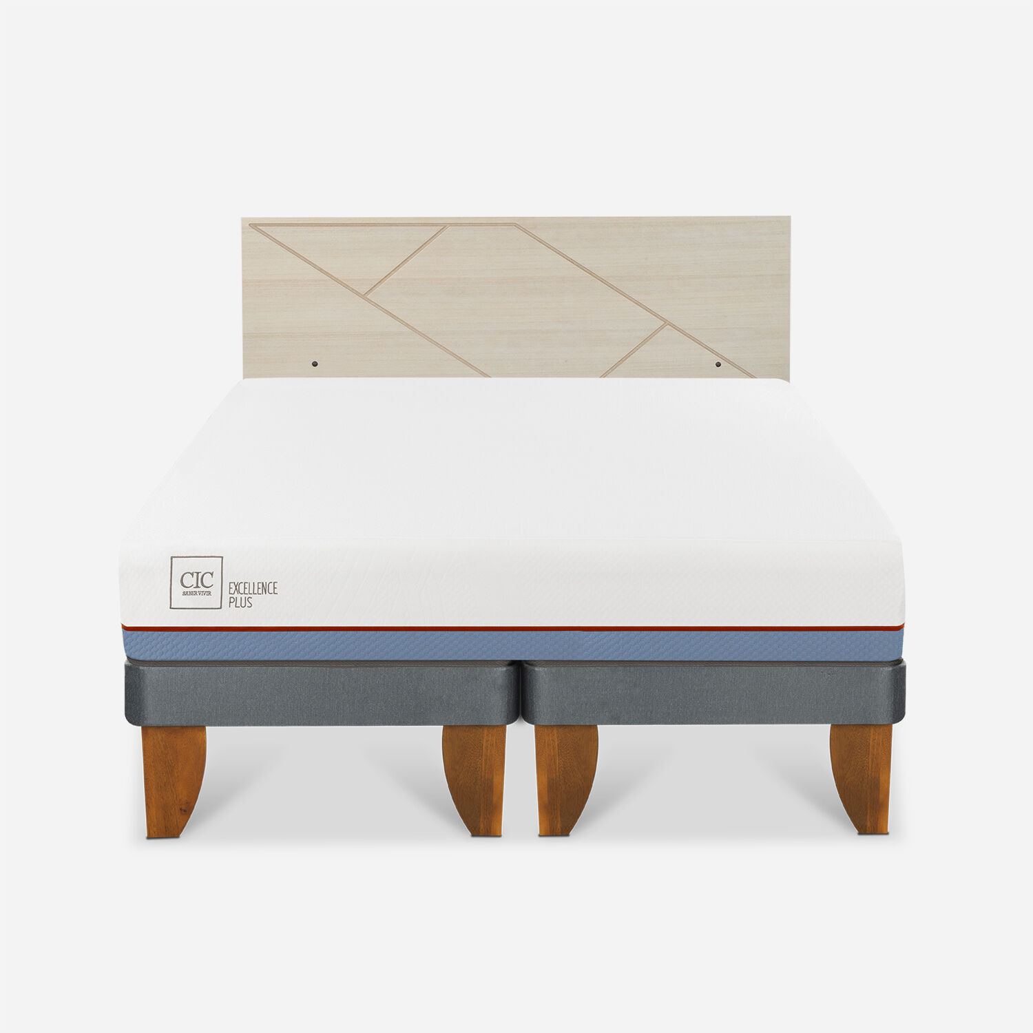 Cama Europea 2 Plazas Excellence Plus Base Dividida + Respaldo Villarrica Alpino