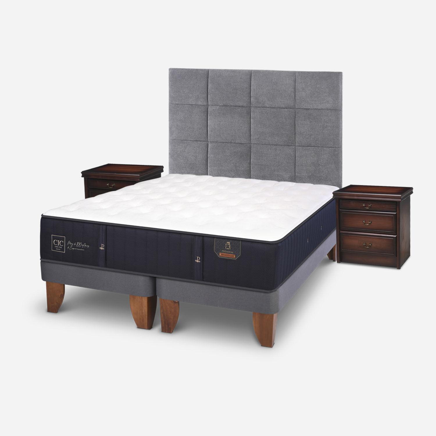 Cama Europea 2 Plazas Premium Base Dividida + Set T&aacute;mesis