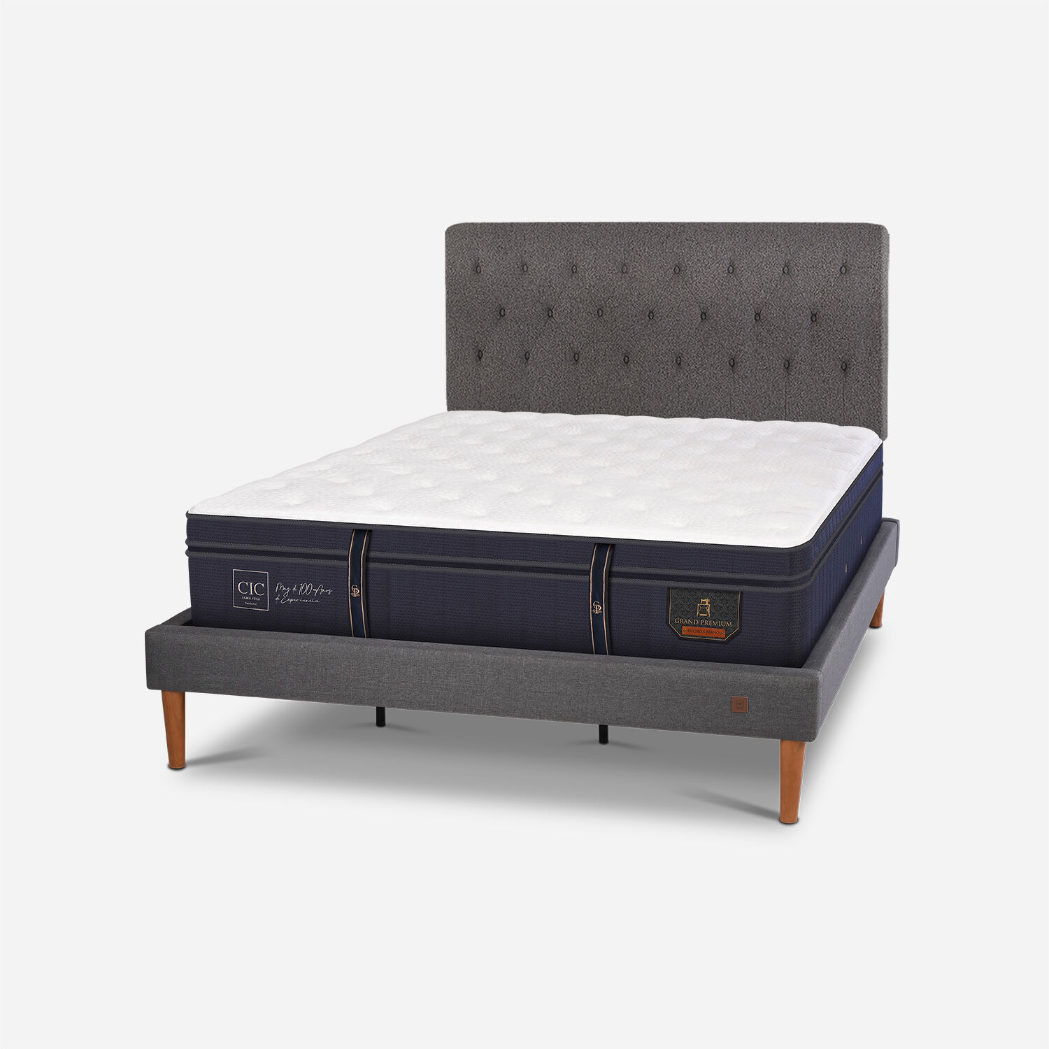 Cama Europea Curve King Grand Premium + Respaldo Kavery