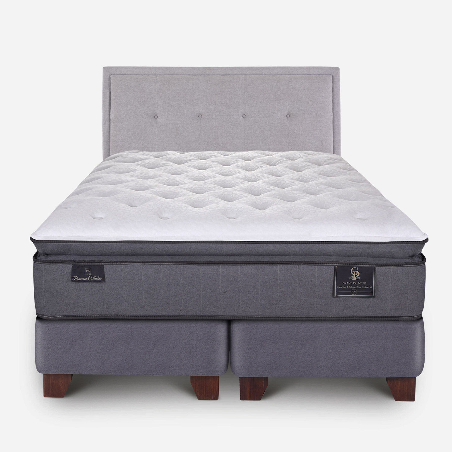 Box Spring 2 Plazas Grand Premium Base Dividida + Set Ganges