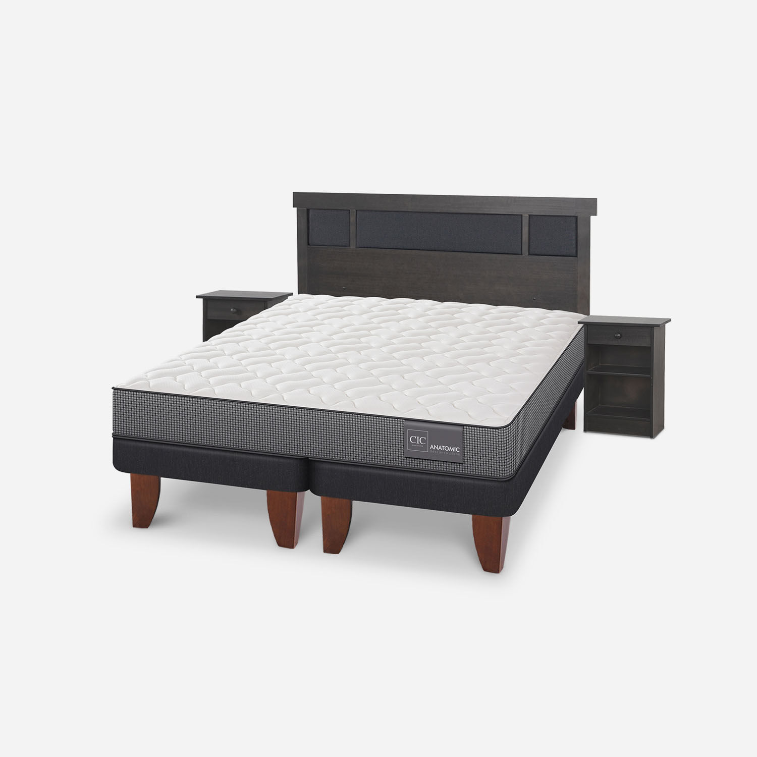 Cama Europea King Anatomic + Set Dublín Gris