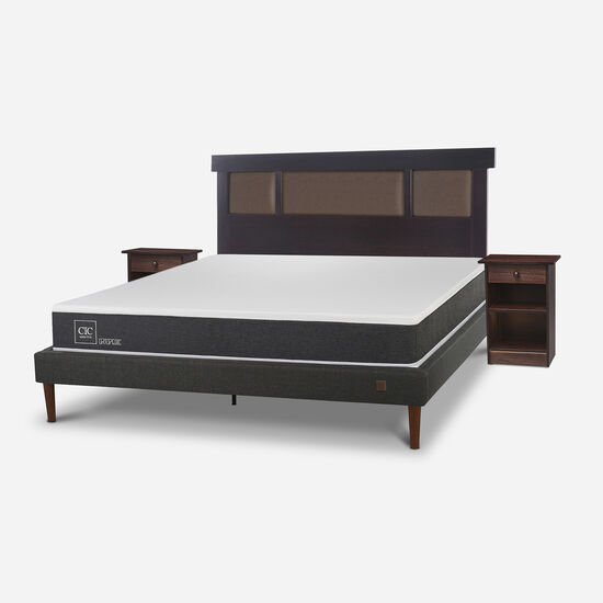Cama Europea Curve 2 Plazas Ortopedic + Set New Dublín Choc