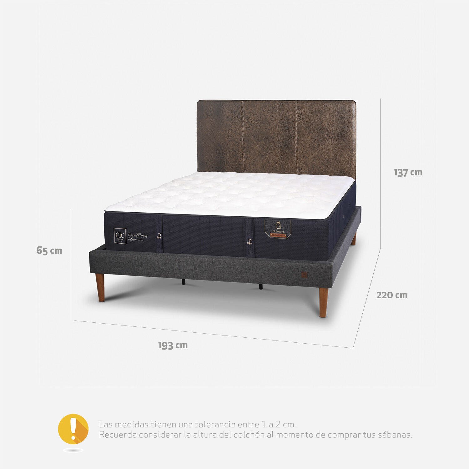 Cama Europea Curve King Premium + Respaldo Baker