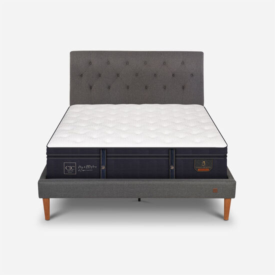 Cama Europea Curve 2 Plazas Grand Premium + Respaldo Kavery