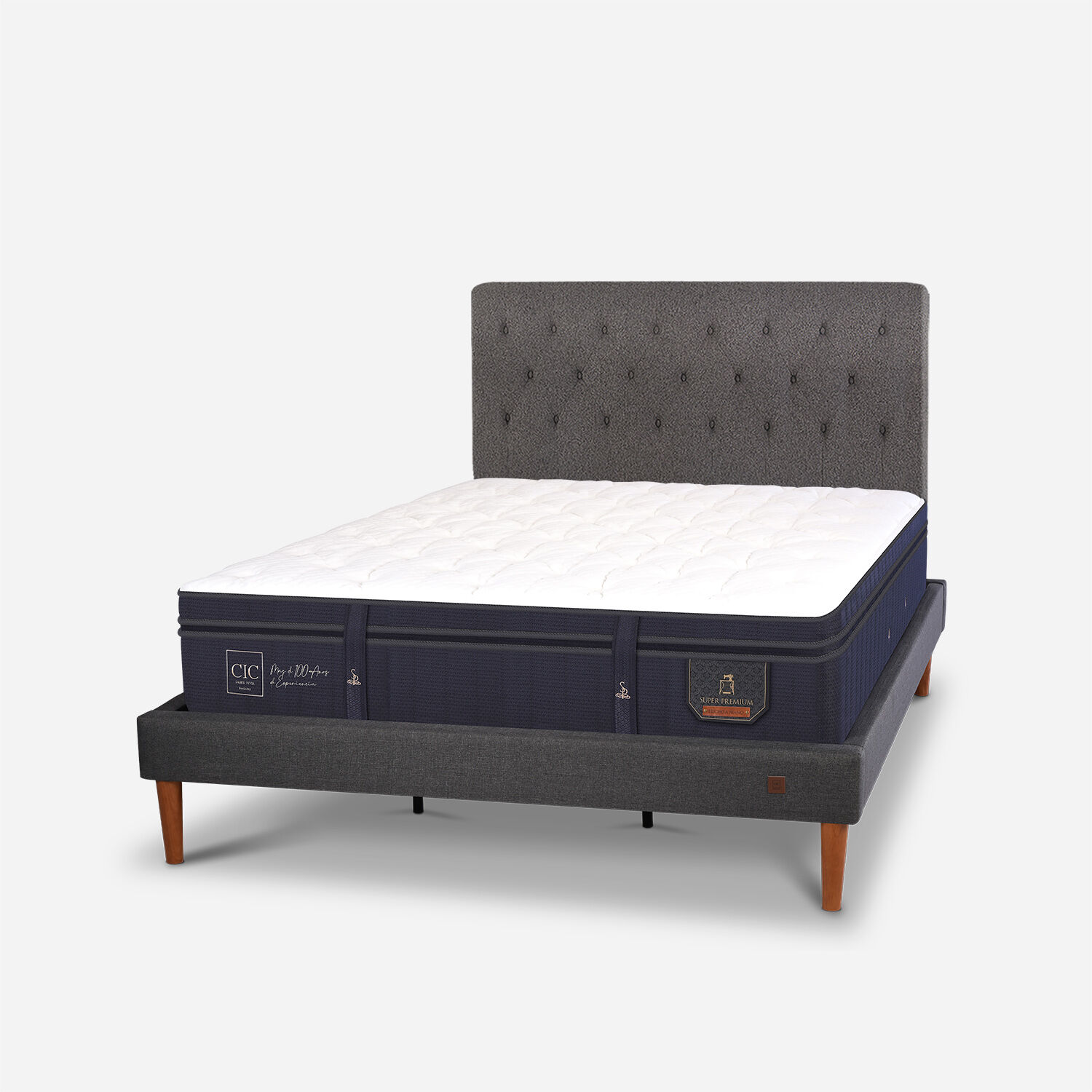 Cama Europea Curve King Super Premium + Respaldo Kavery