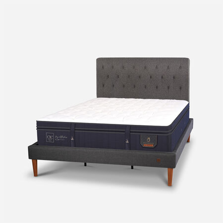 Cama Europea Curve King Super Premium + Respaldo Kavery