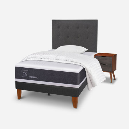 Cama Europea Curve 1,5 Plazas Ortopedic + Set &Eacute;ufrates + Almohada + Plum&oacute;n