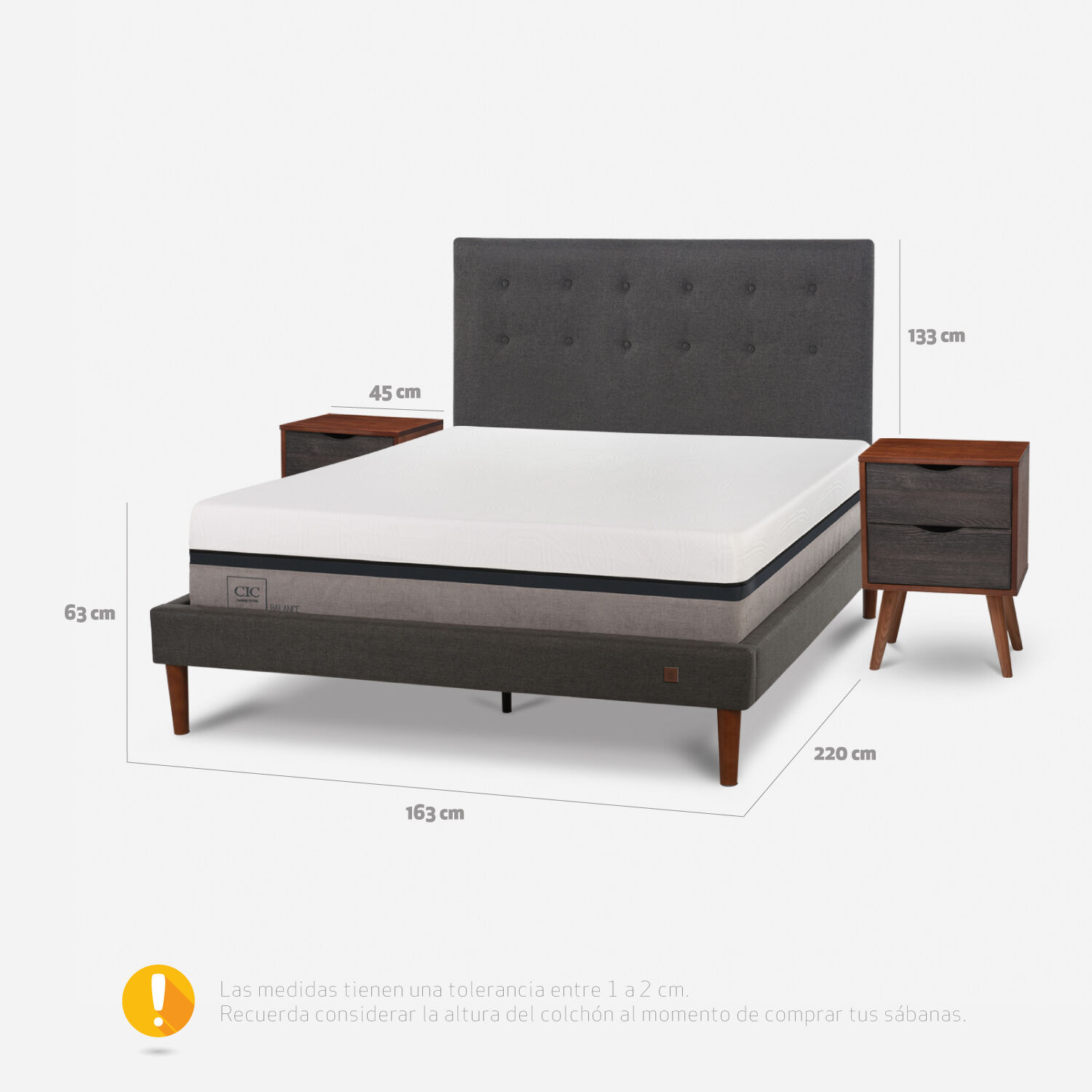Cama Europea Curve 2 Plazas Balance + Set &Eacute;ufrates