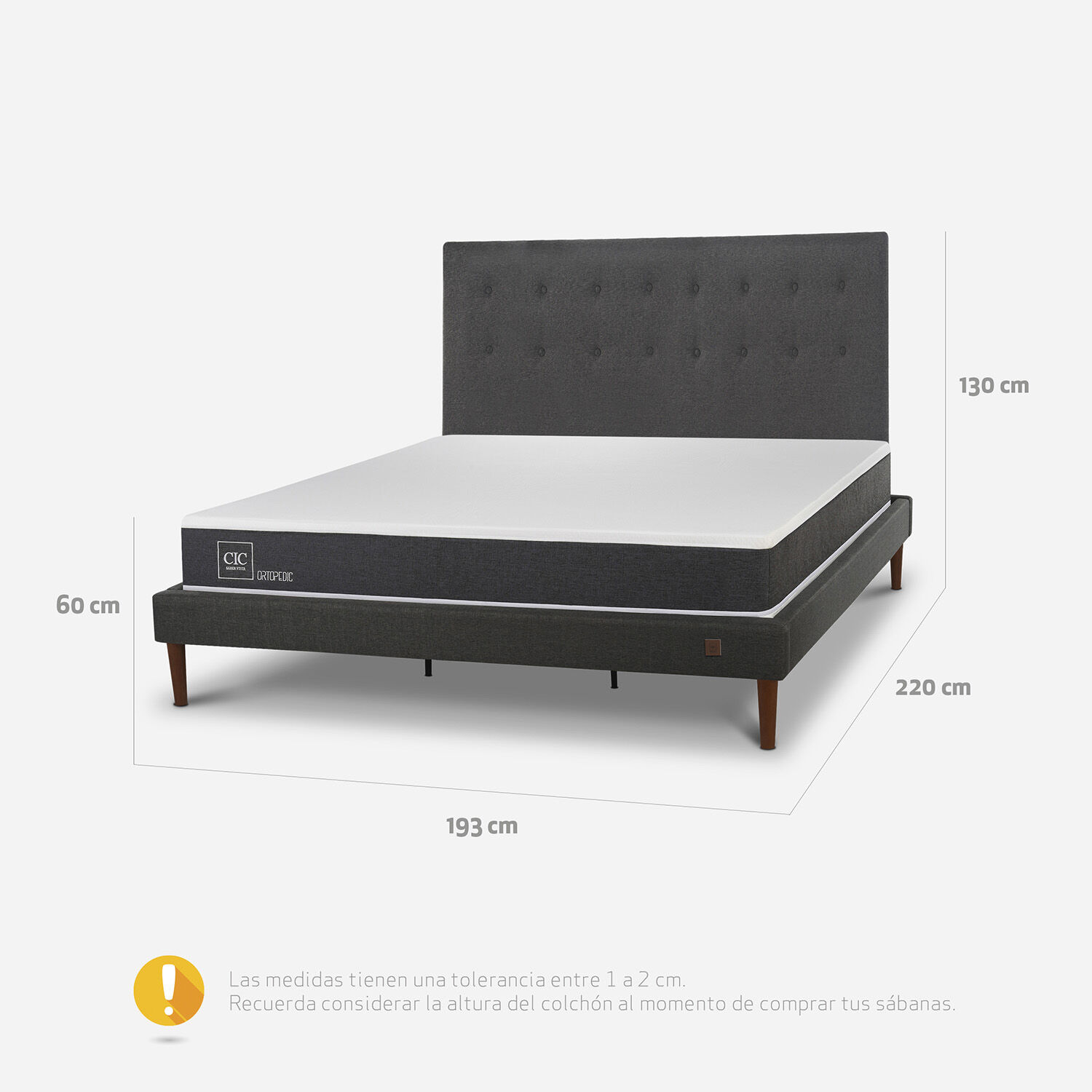 Cama Europea Curve King Ortopedic + Respaldo &Eacute;ufrates