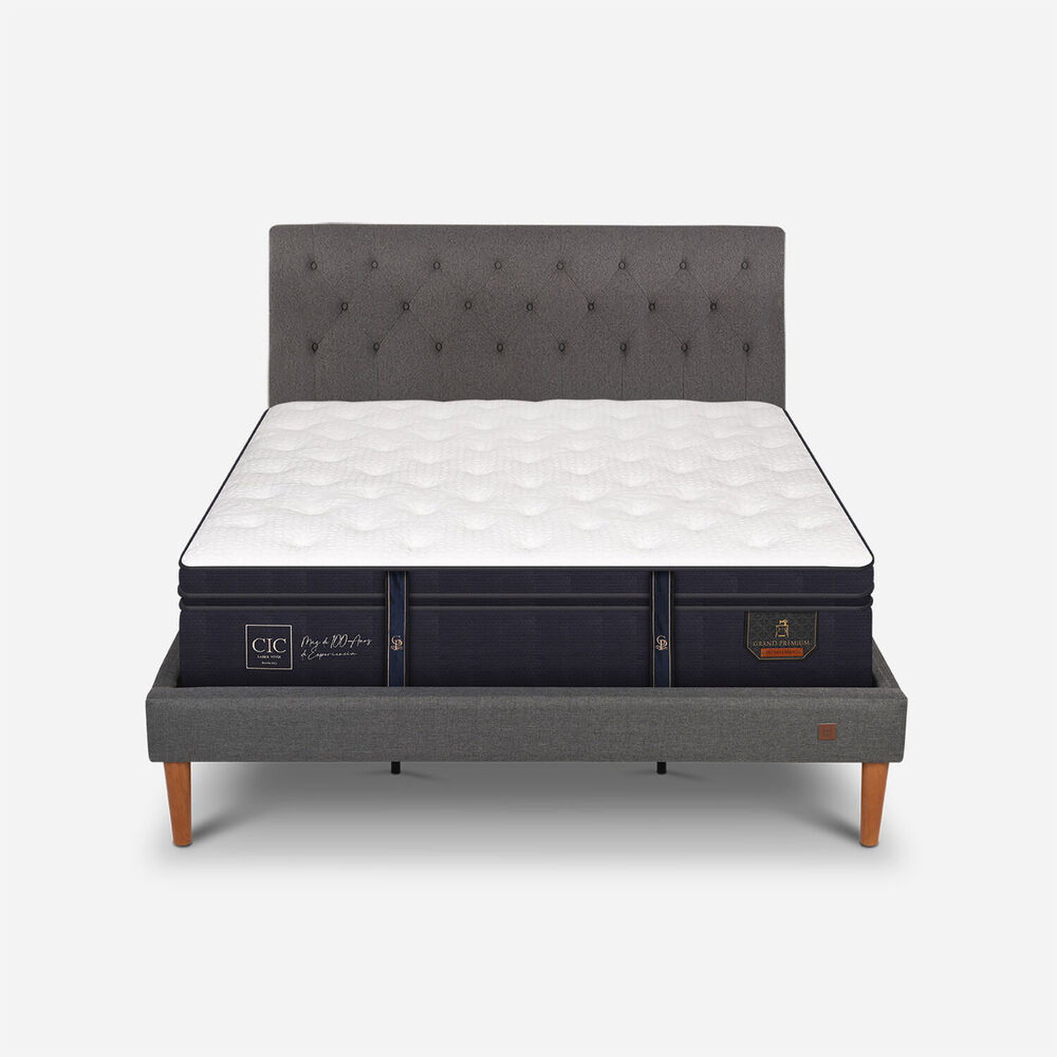 Cama Europea Curve King Grand Premium + Respaldo Kavery