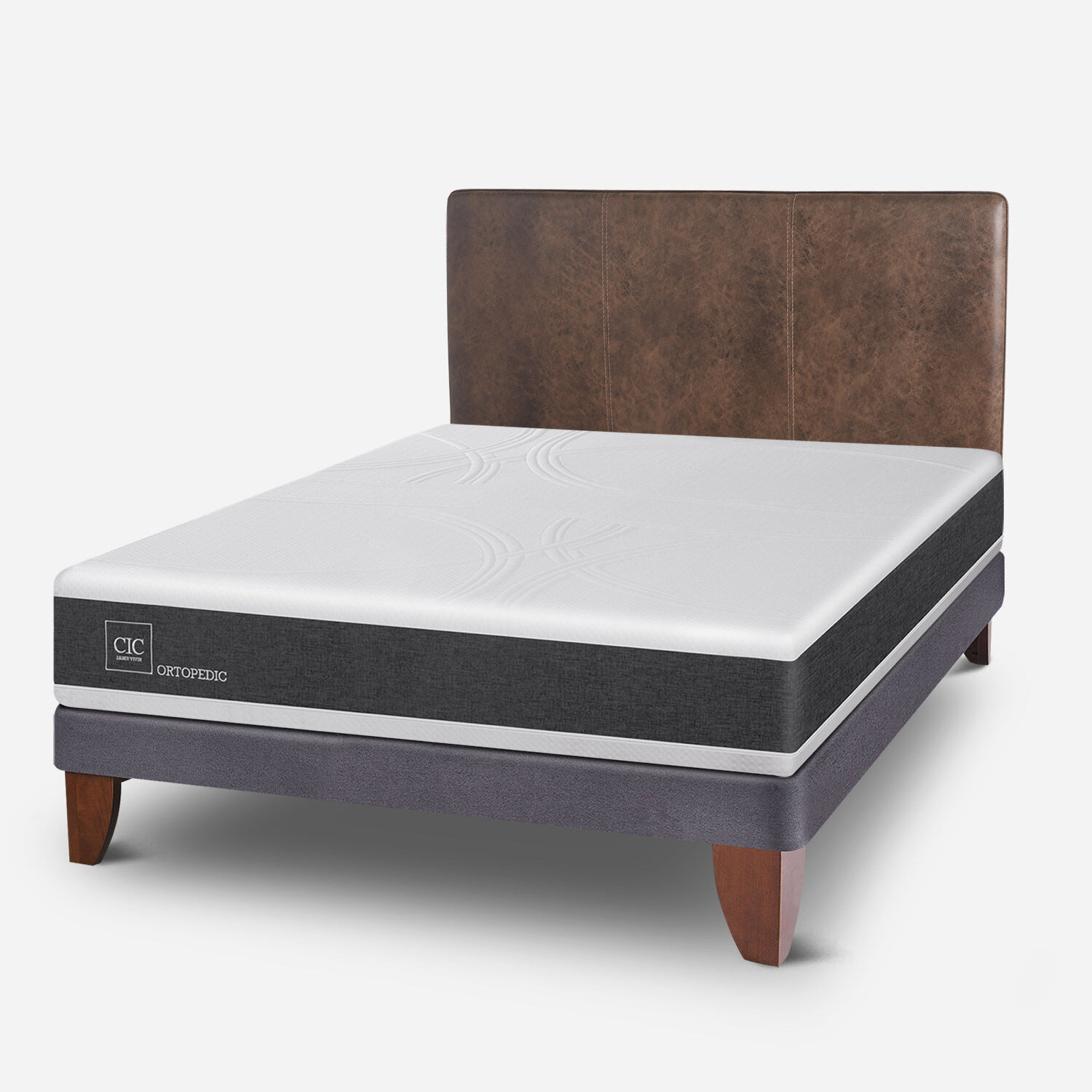 Cama Europea 2 Plazas Ortopedic Base Normal + Respaldo Baker