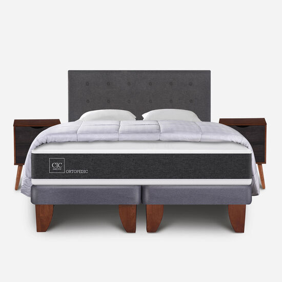 Cama Europea 2 Plazas Ortopedic Base Dividida + Almohadas + Plumón + Set Éufrates