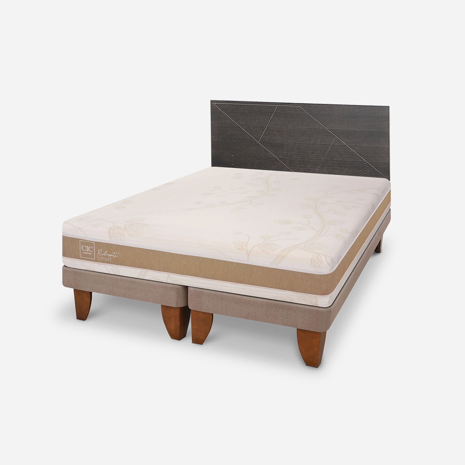 Cama Europea King Rilassati Infinity Respaldo Villarrica Gris