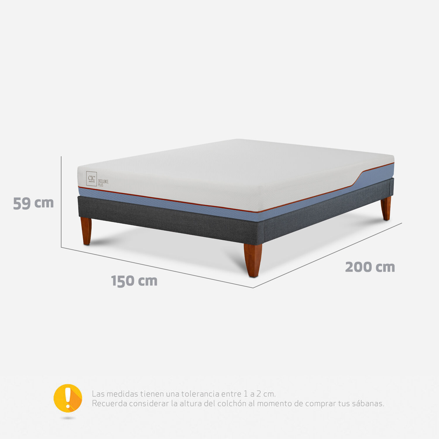 Cama Europea Box 2 Plazas Excellence Plus 