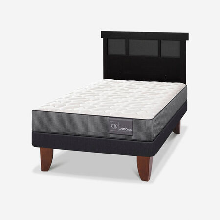Cama Europea 1,5 Plazas Anatomic + Respaldo Dublín Negro