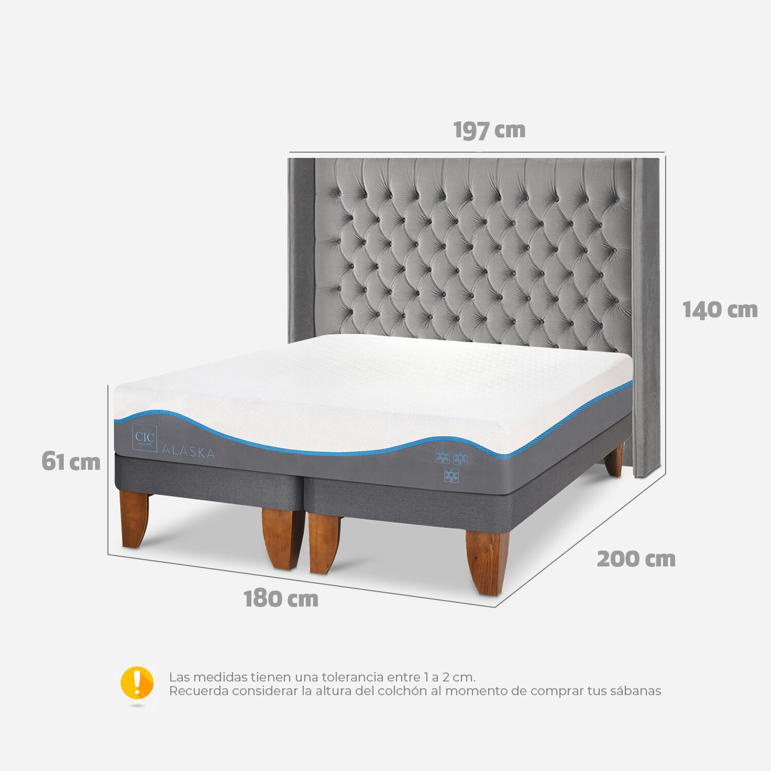 Cama Europea King Alaska Respaldo Sesia
