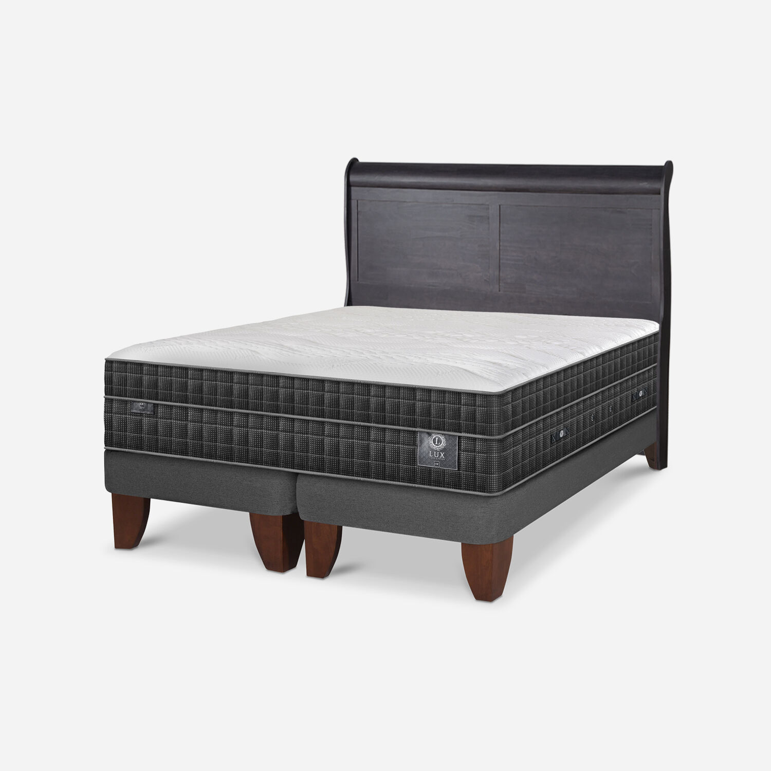 Cama Europea King Lux + Respaldo Miró Negro | CIC