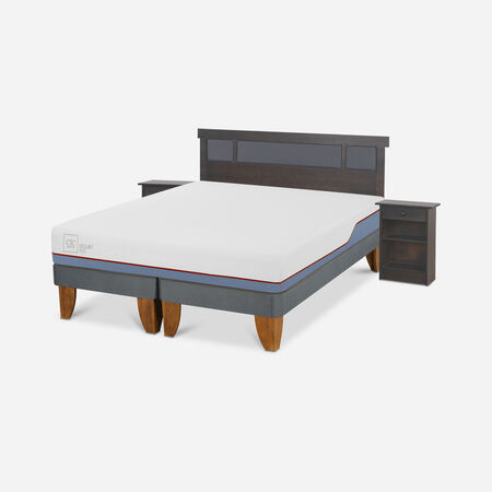 Cama Europea 2 Plazas Excellence Plus Base Dividida + Set Dublín Gris