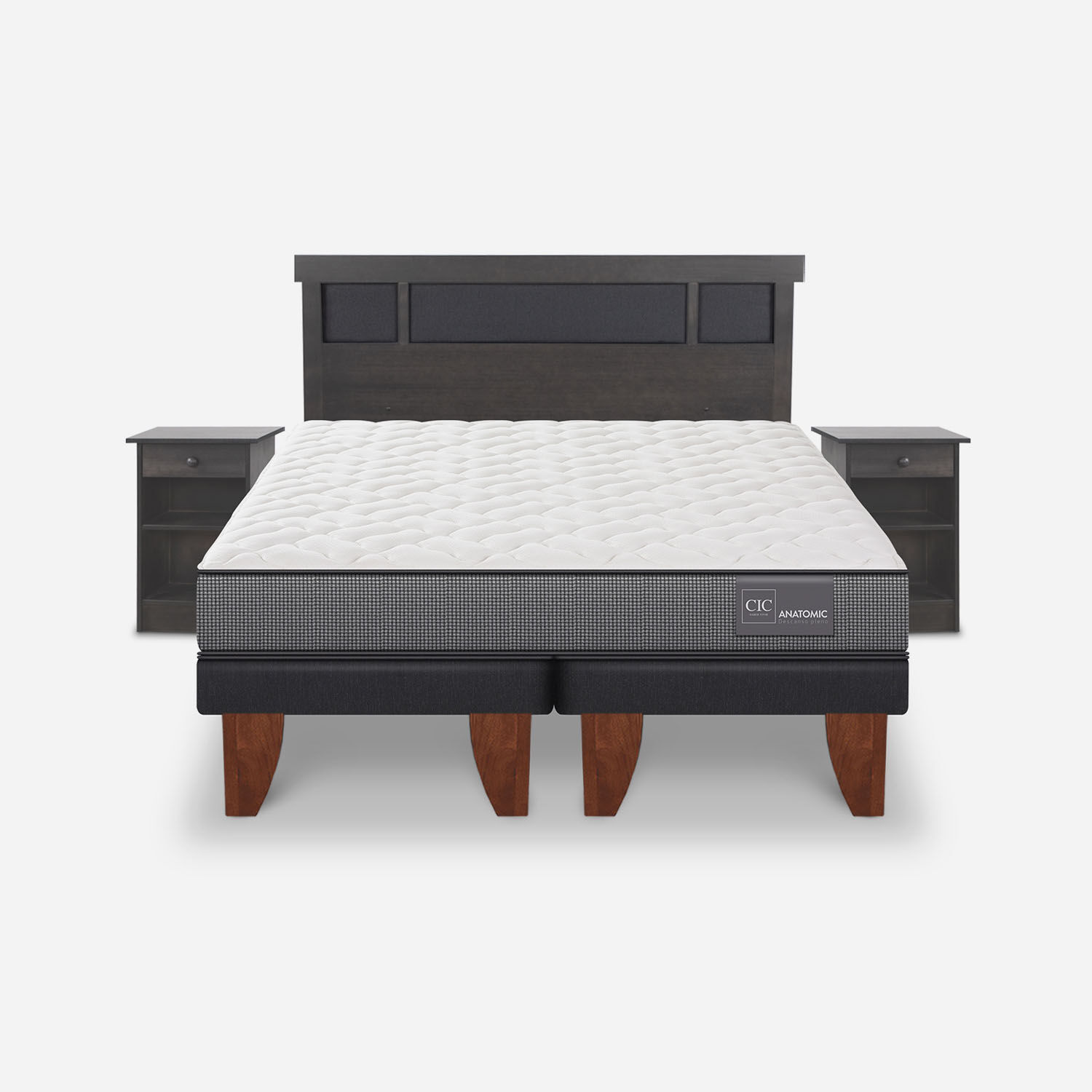 Cama Europea King Anatomic + Set Dublín Gris