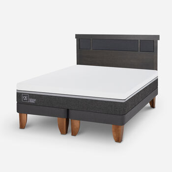 Cama Europea 2 Plazas Ortopedic Advance Base Dividida + Respaldo Dublín Gris