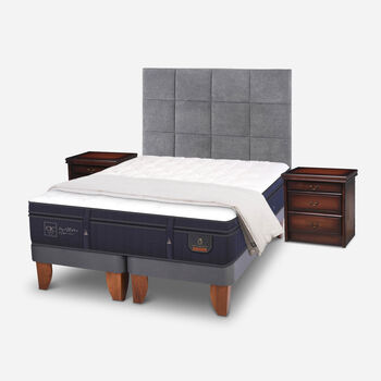 Cama Europea Super King Super Premium + Set Támesis + Almohadas 15% Pluma de Ganso