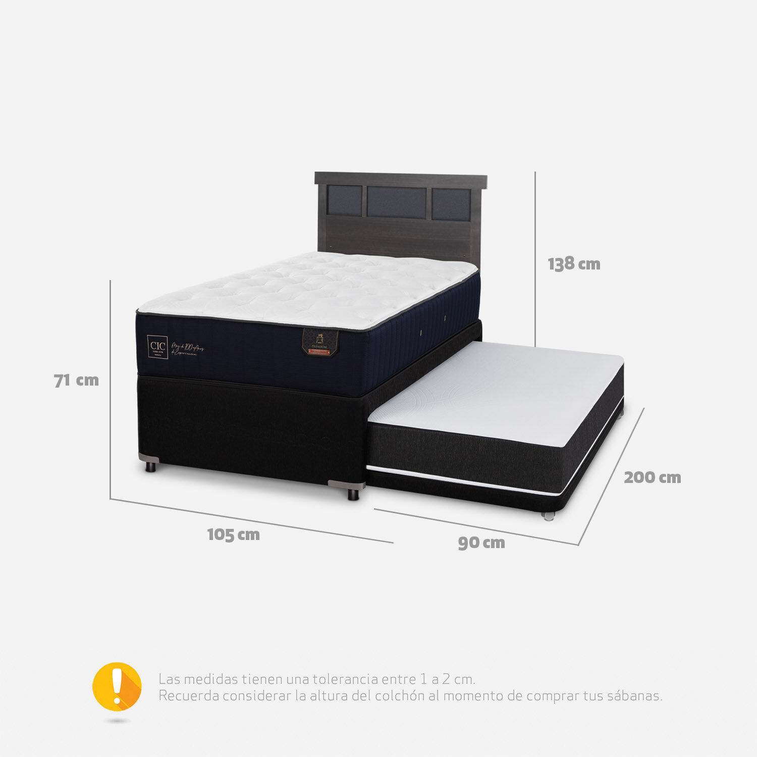 Cama Nido Div&aacute;n Premium + Respaldo Dubl&iacute;n Gris