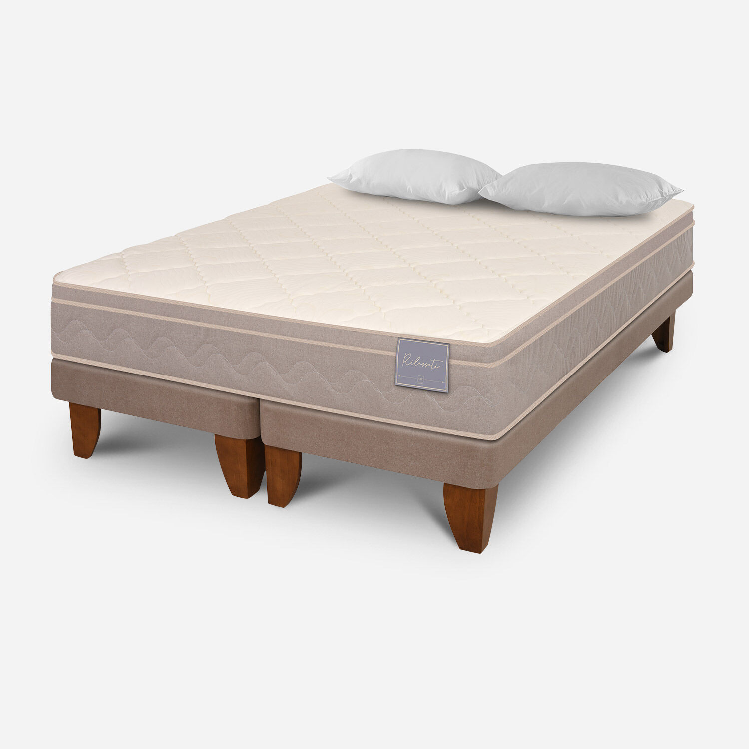 Cama Europea 2 Plazas Rilassati Base Dividida + Almohadas Viscoel&aacute;sticas