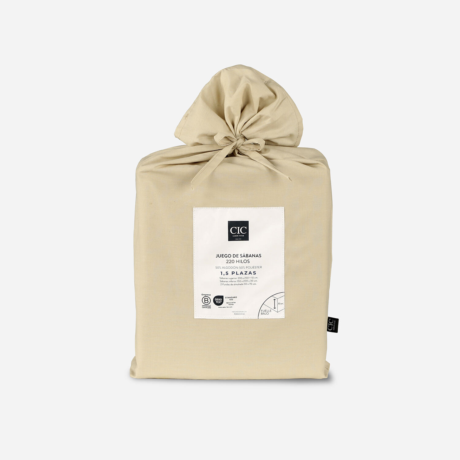 S&aacute;banas Single 220 Hilos Lisa Taupe