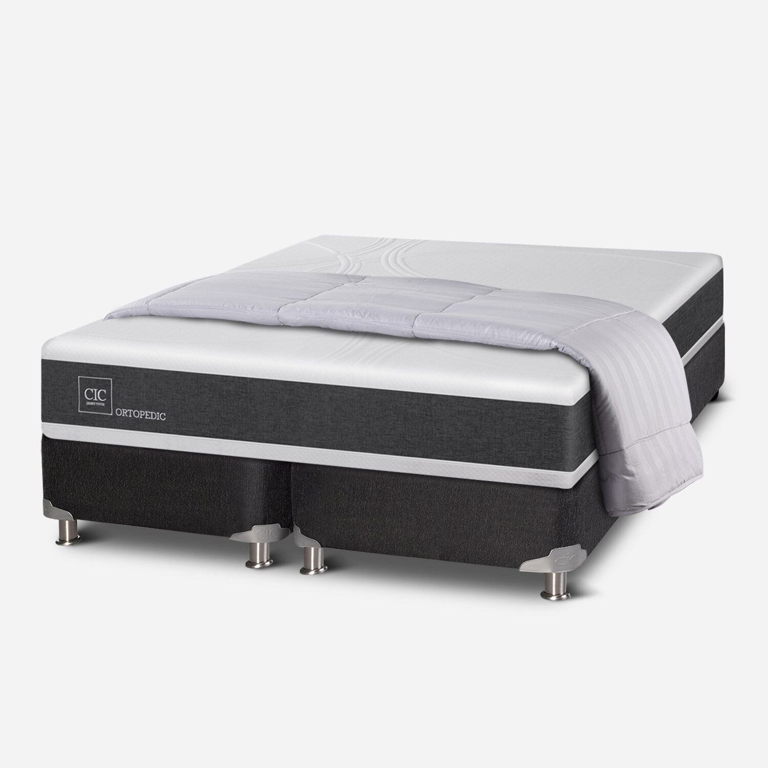 Box Spring 2 Plazas Ortopedic Base Dividida 5 Zonas + Plumón
