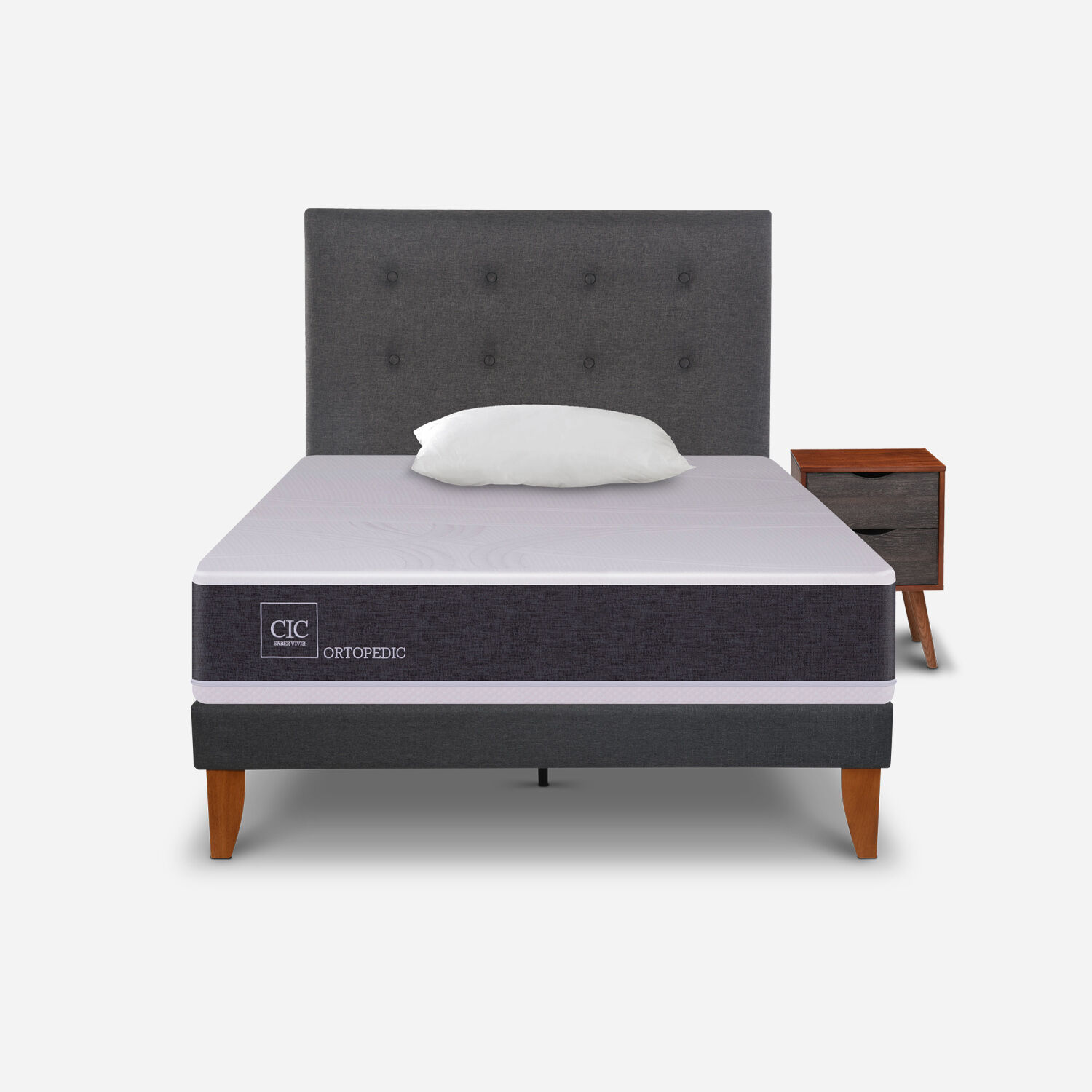 Cama Europea Curve 1,5 Plazas Ortopedic + Set &Eacute;ufrates + Almohada