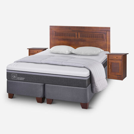 Box Spring 2 Plazas Ortopedic Advance Base Dividida + Set Mil&aacute;n Caramel + Almohadas + Plum&oacute;n