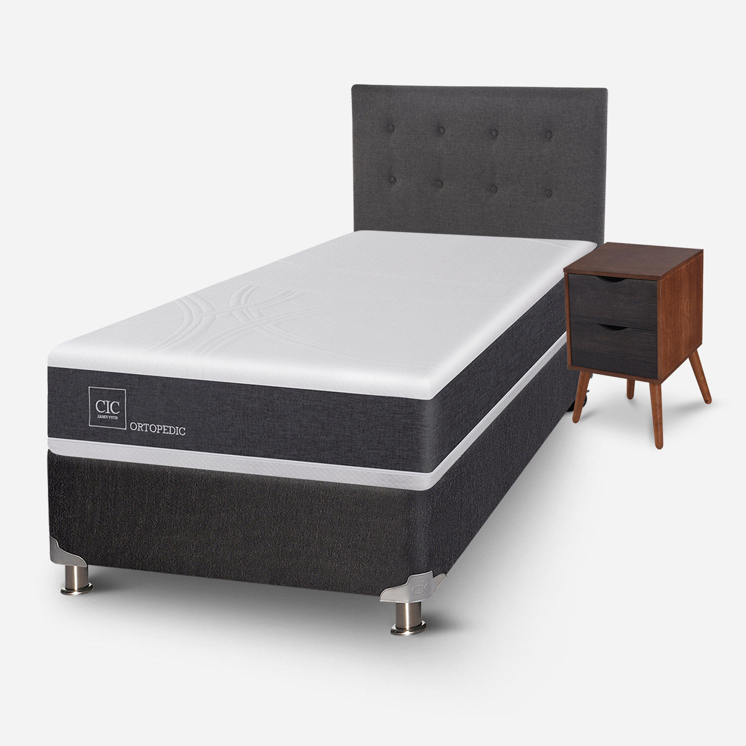 Box Spring 1,5 Plazas Ortopedic 5 Zonas + Set &Eacute;ufrates