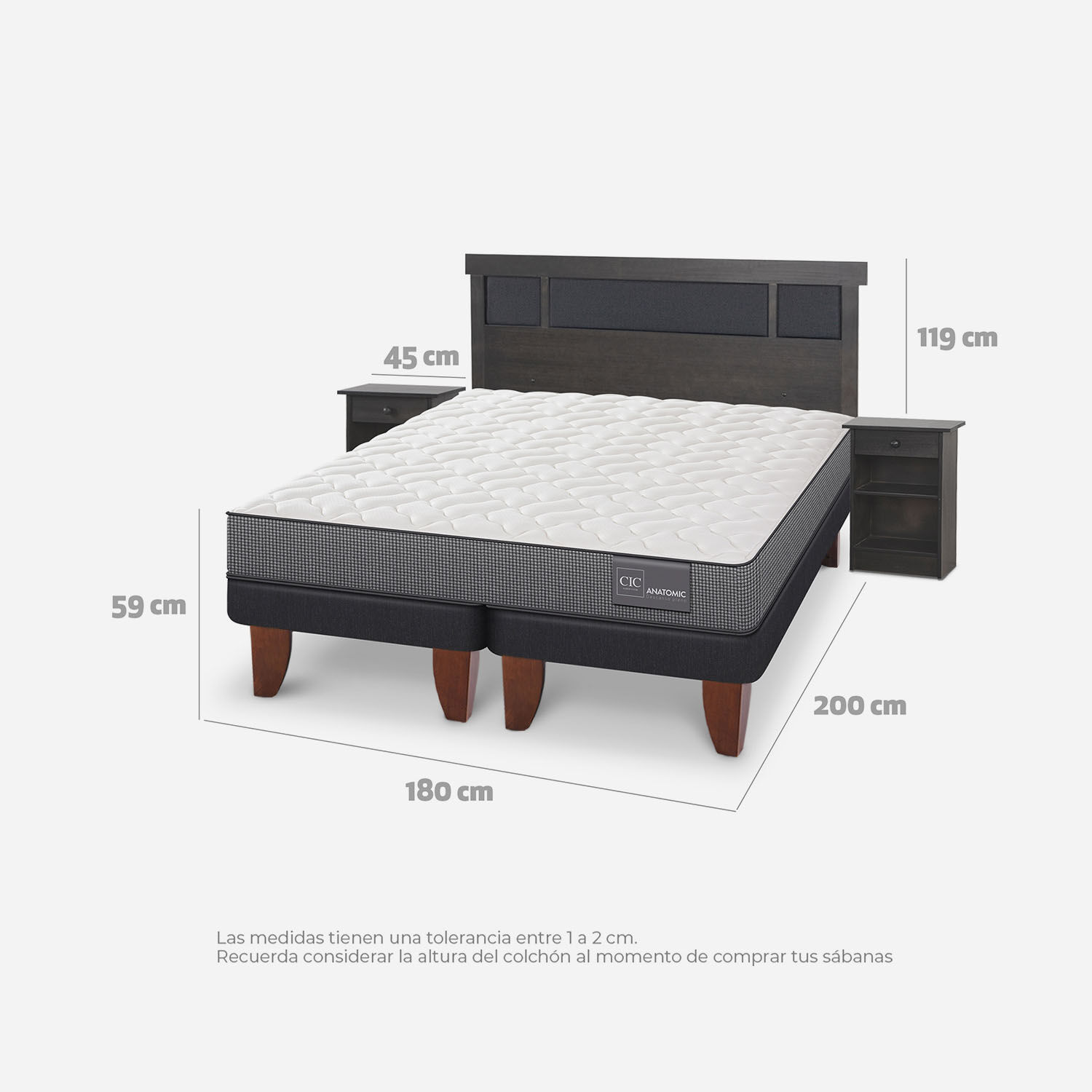 Cama Europea King Anatomic + Set Dublín Gris