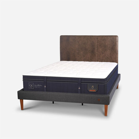 Cama Europea Curve 2 Plazas Super Premium + Respaldo Baker