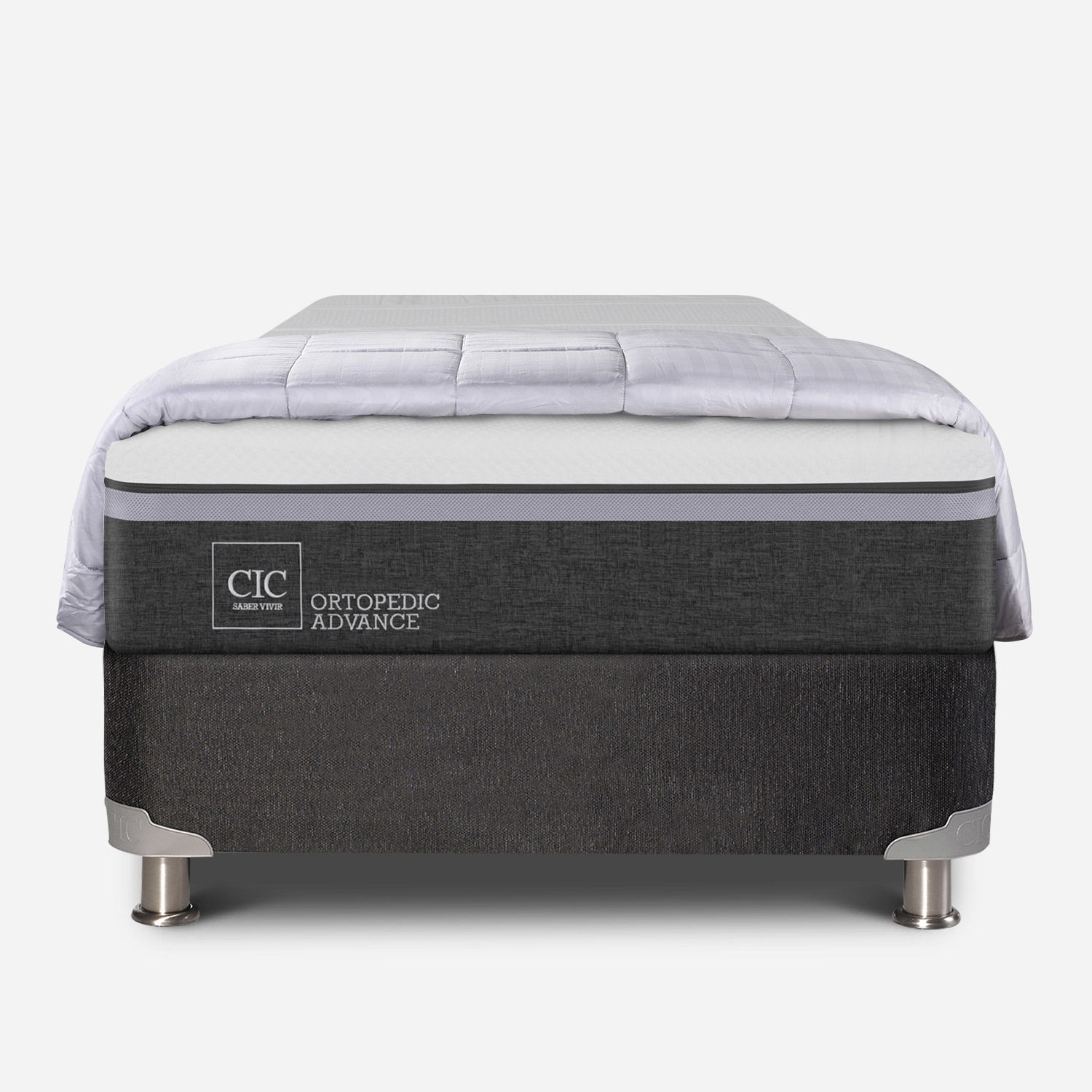 Box Spring 1,5 Plazas Ortopedic Advance 5 Zonas + Plum&oacute;n