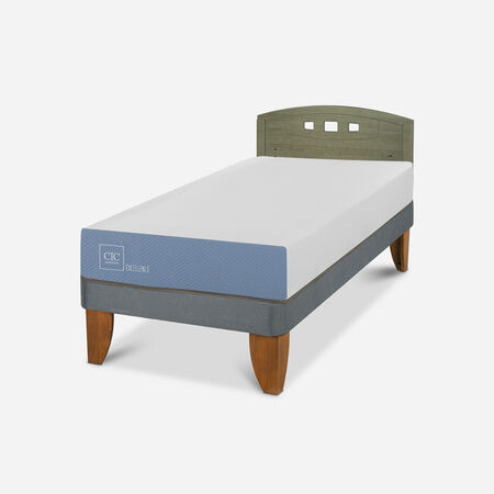 Cama Europea 1 Plaza Excellence + Respaldo Gales Olivo