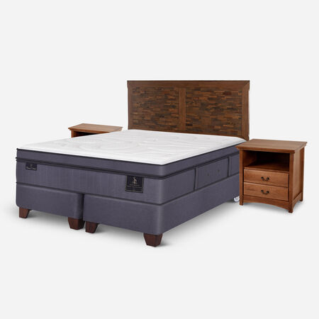 Box Spring 2 Plazas Super Premium Base Dividida + Set Antique