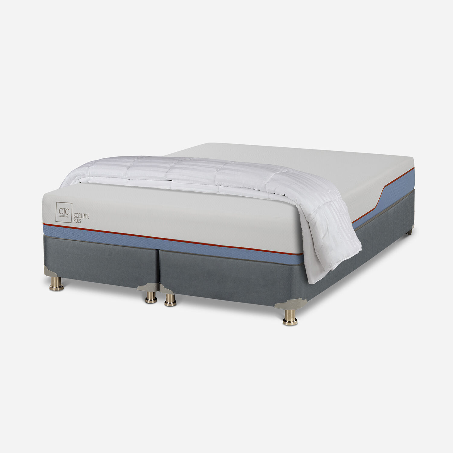 Cama Americana 2 Plazas Base Dividida Excellence Plus + Plum&oacute;n