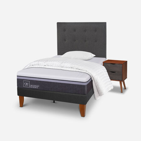 Cama Europea Curve 1,5 Plazas Ortopedic Advance + Set &Eacute;ufrates + Almohada + Plum&oacute;n