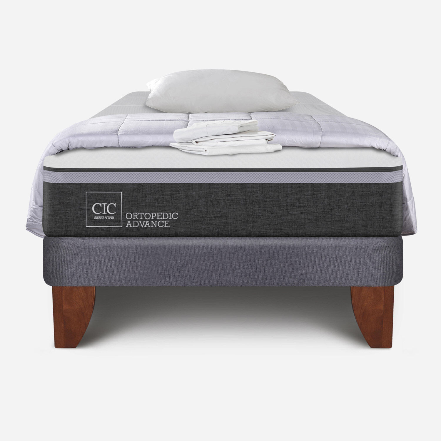 Cama Europea 1,5 Plazas Ortopedic Advance + Almohada + Plum&oacute;n