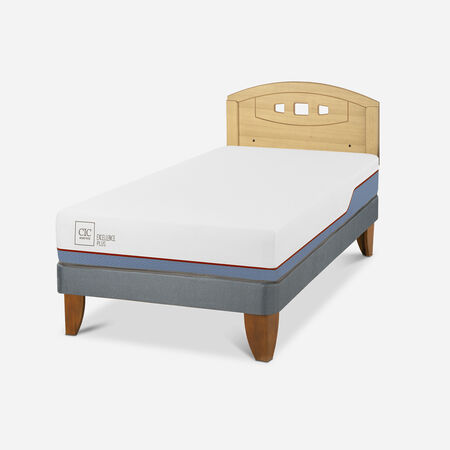 Cama Europea 1,5 Plazas Excellence Plus + Respaldo Gales Mostaza