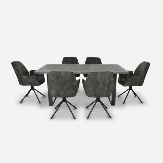 Comedor Florencia Gris + 6 Sillas Ottawa Gris