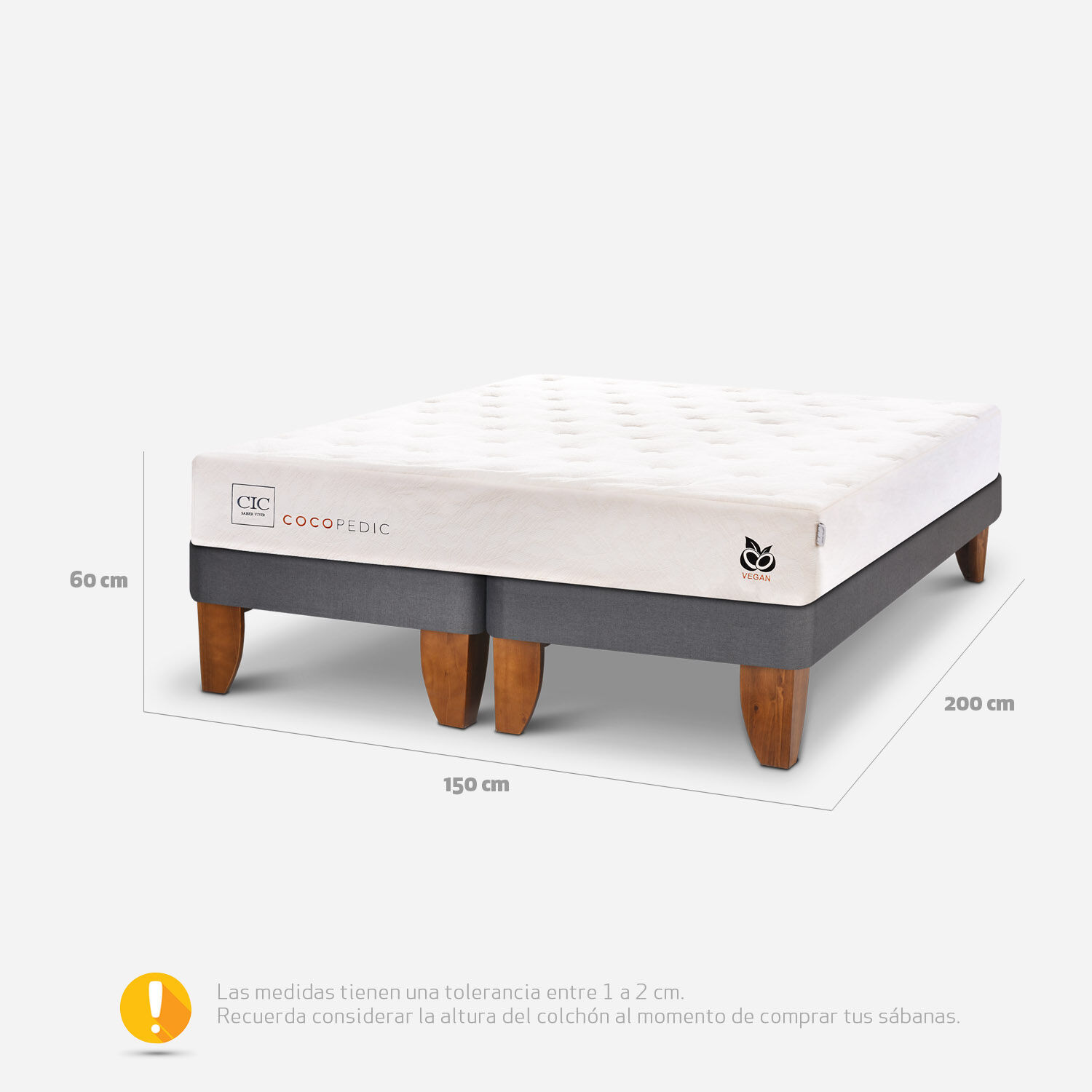 Cama Europea 2 Plazas Cocopedic Base Dividida