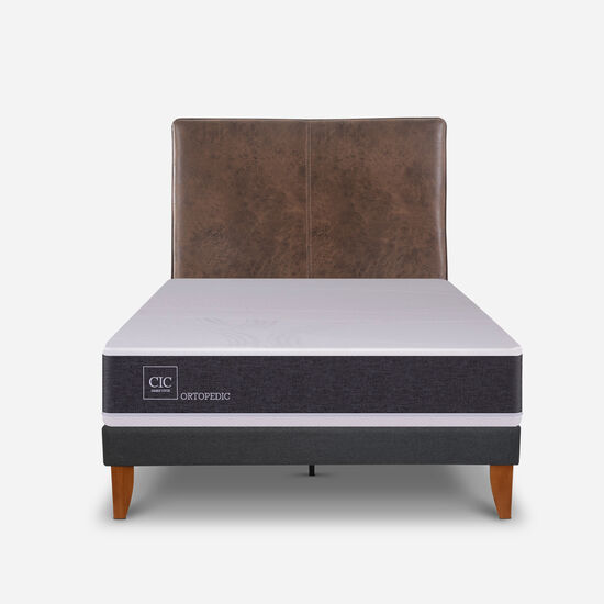 Cama Europea Curve 1.5 Plazas Ortopedic + Respaldo Baker