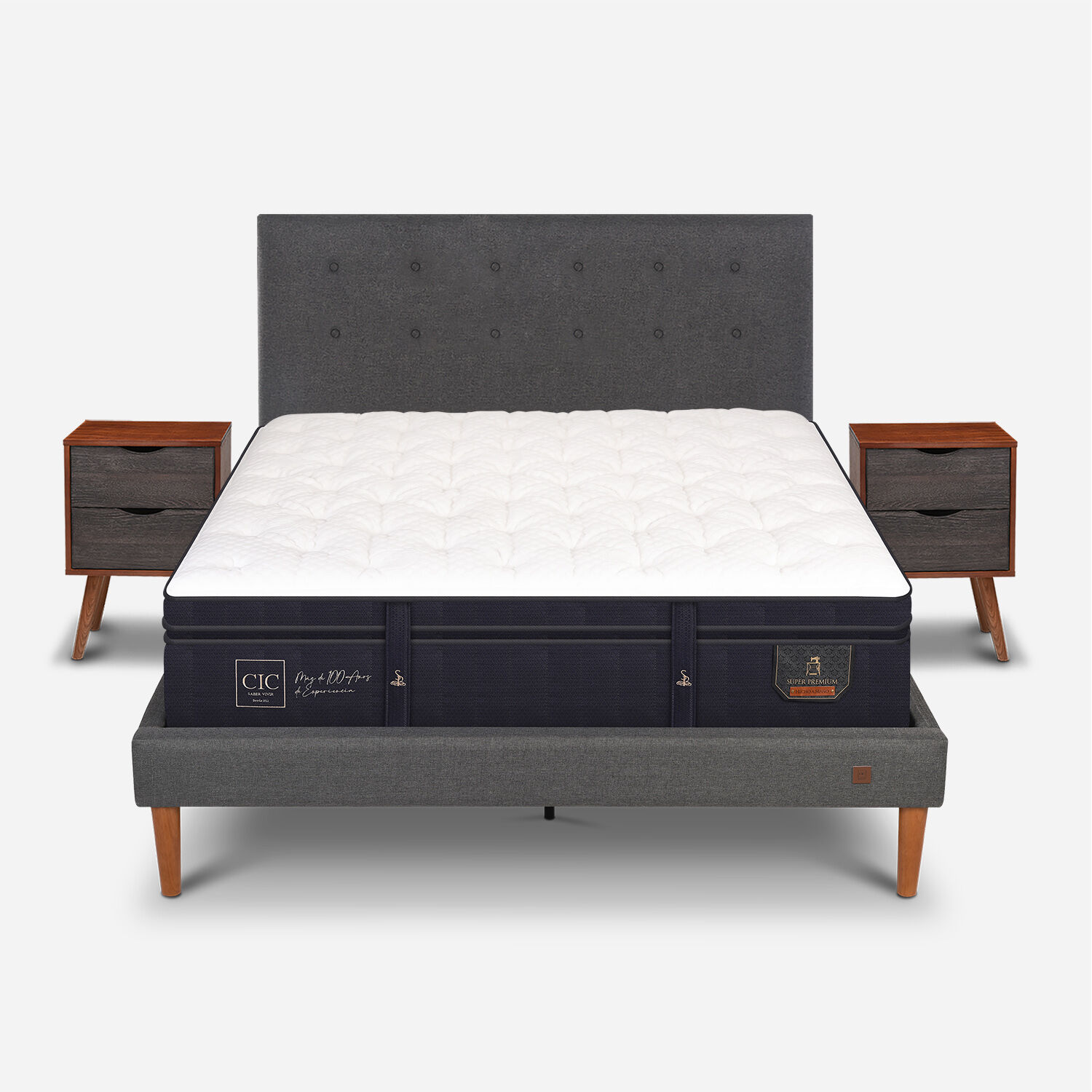 Cama Europea Curve 2 Plazas Super Premium + Set Éufrates